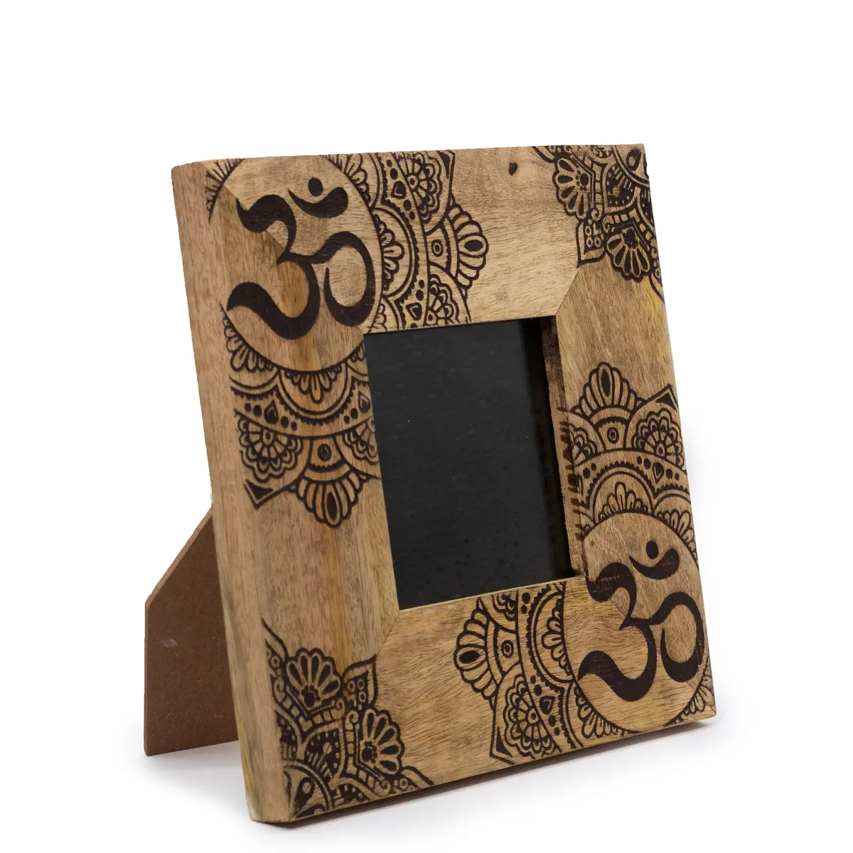 Small black mango wood mandala picture frame, 20x20x2cm – suitable for 10x10cm photos