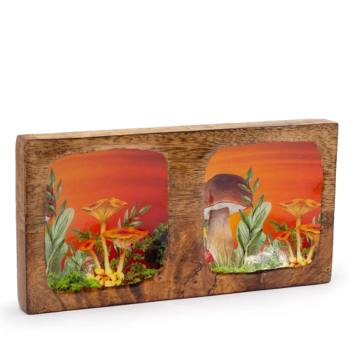 Double maroon mushroom‑design tray, a decorative jewellery tray with two levels, 20x10x2.5cm.