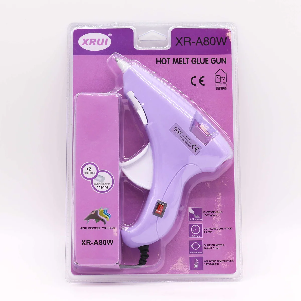 80W hot glue gun with UK plug and bundle of 11mm glue sticks
