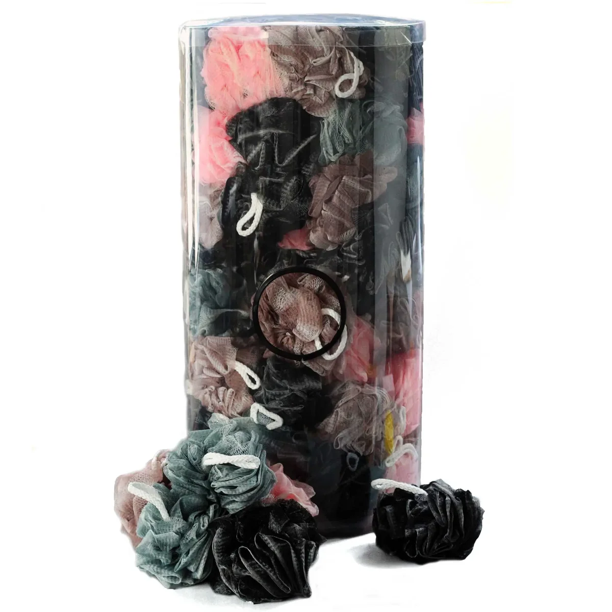 Four two-tone scrunchies shown in an assorted scrunchies pack – light and dark colors