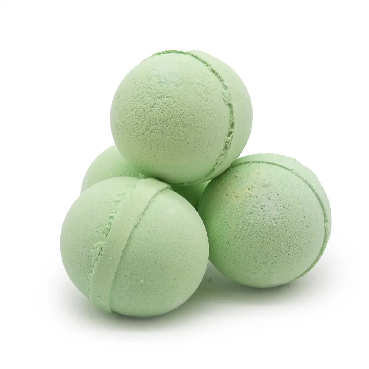 Spherical bath bomb with rosemary and thyme branding