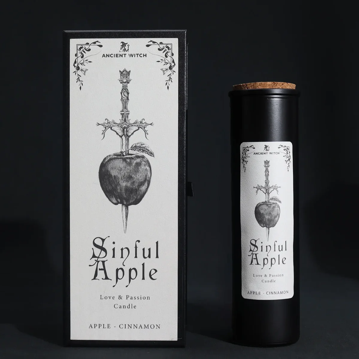 Ancient Witch Ritual Sinful Apple Candles with red apple design on white background for spiritual use