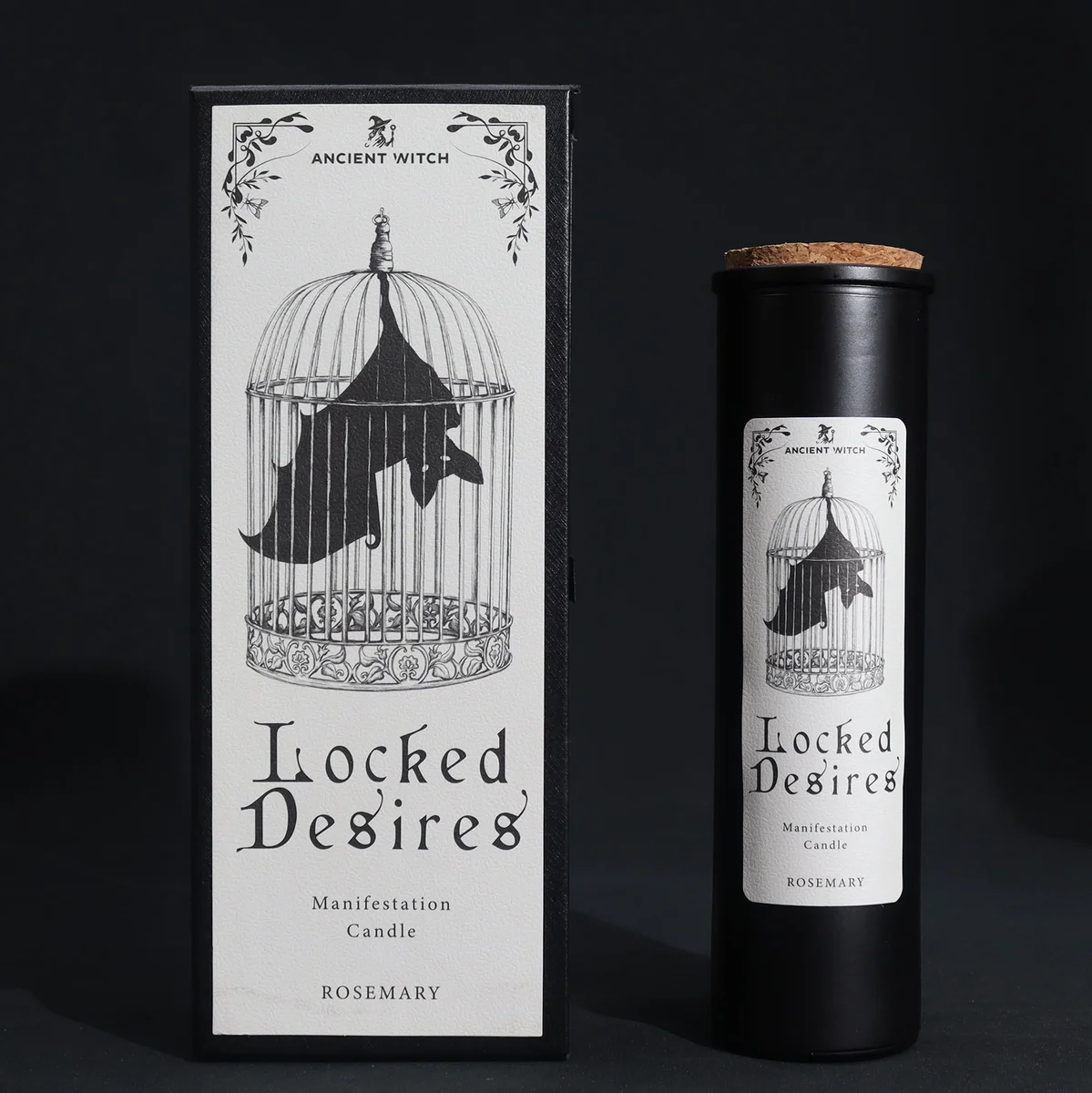 Set of Ancient Witch Ritual Candles labeled Locked Desires, designed for spiritual and magical practices