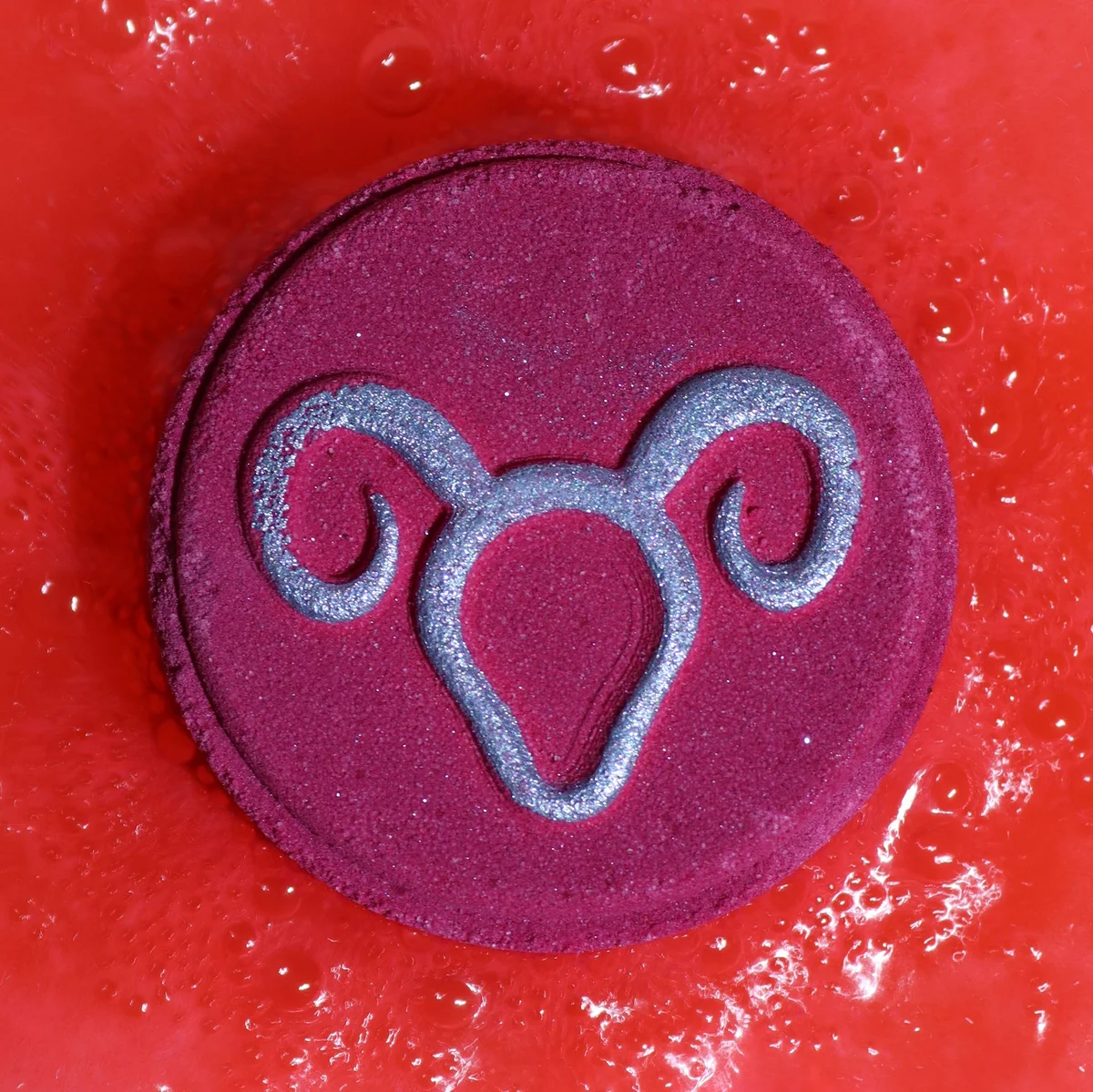 Zodiac bath fizzers Aries set, featuring stylised Aries horoscope fizzers for a themed bath.