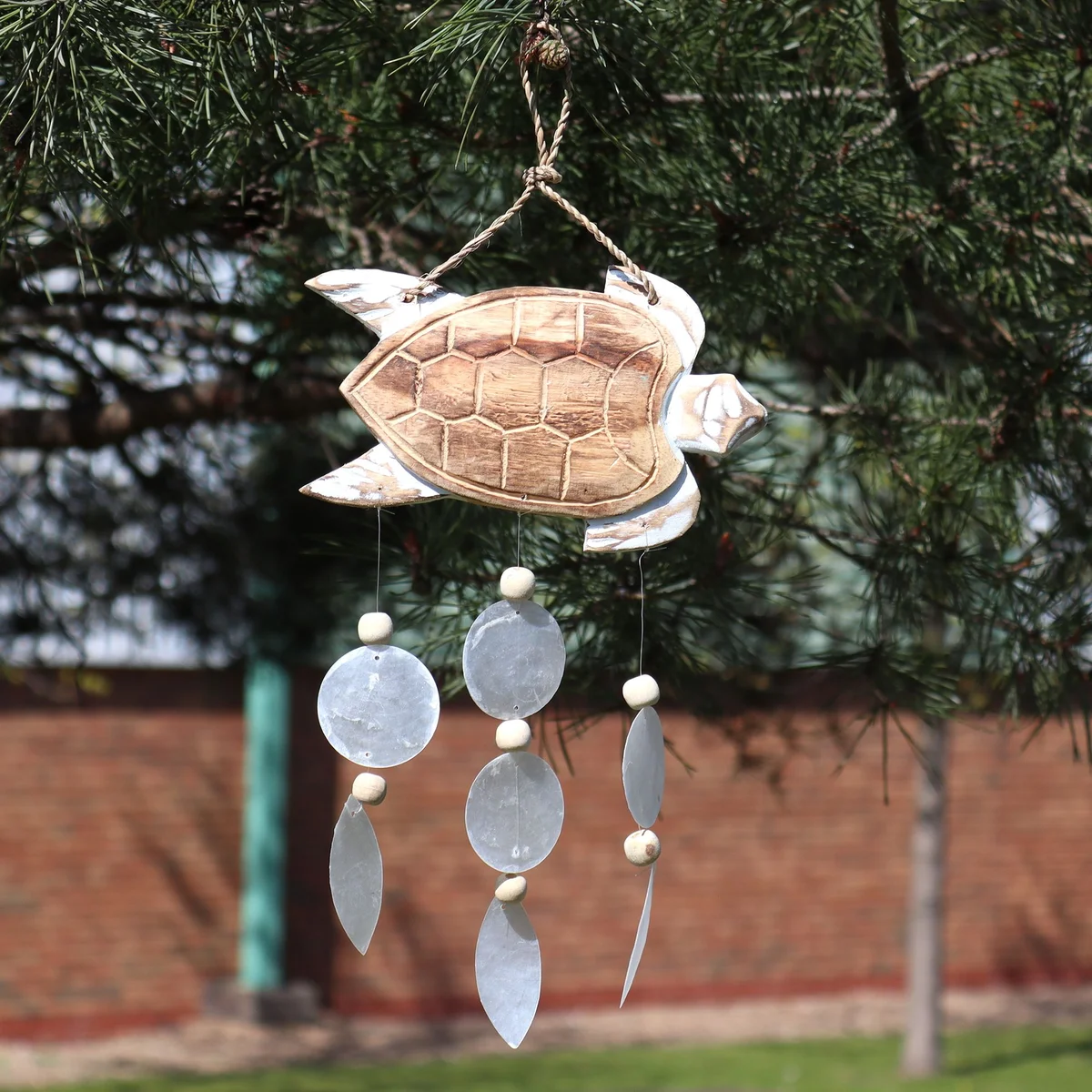 Whitewash turtle carving with natural copis drop presented together.