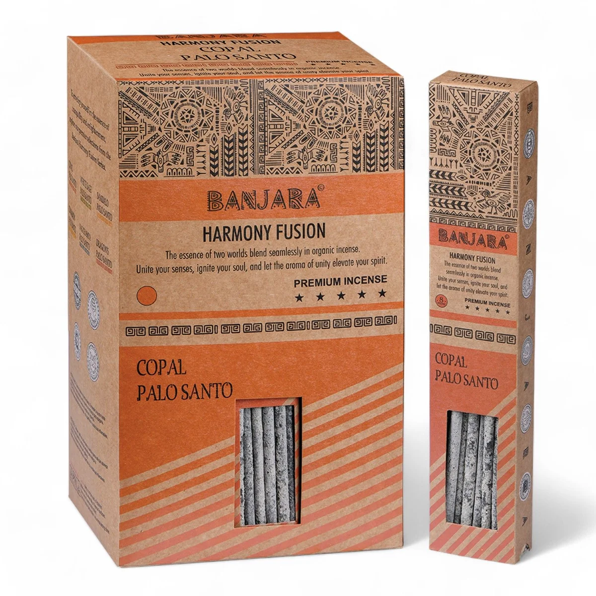 Banjara Palo Santo smudge sticks bundled with copal resin for cleansing and aromatic rituals