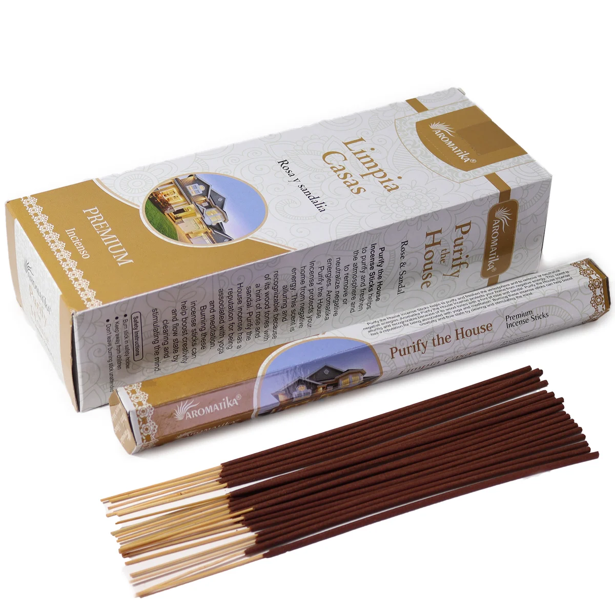 Hexagonal box of Aromatika charcoal free incense sticks for house purifying incense with natural packaging design