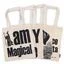 Mixed design tote bag in natural 4oz canvas, featuring ten unique styles.
