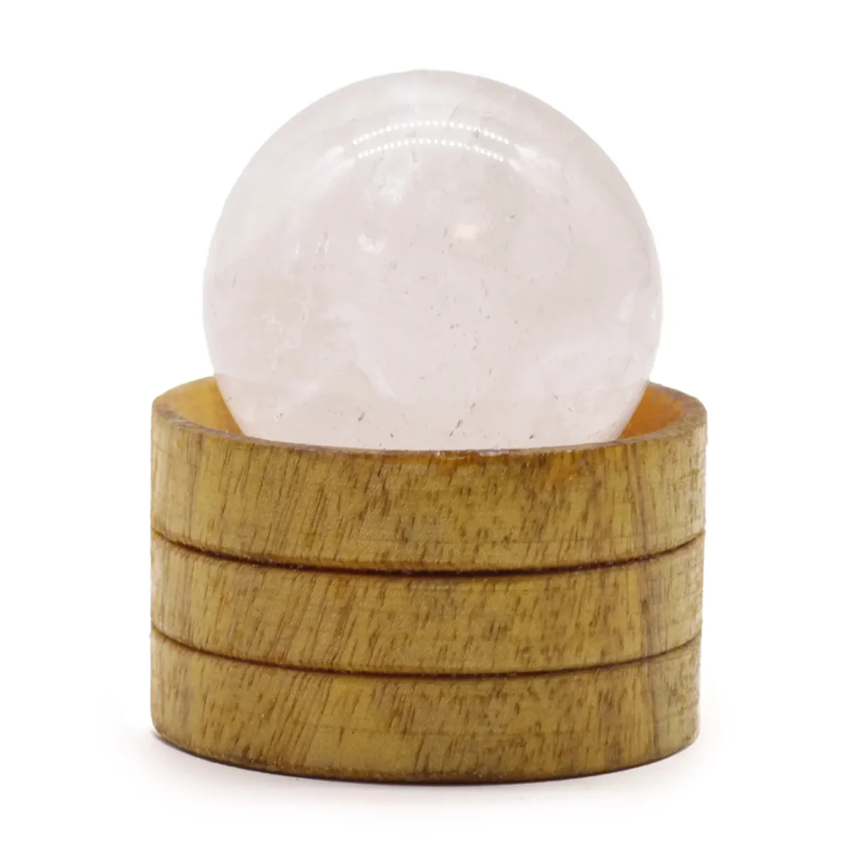 Clear quartz gemstone sphere with stand, 40mm.