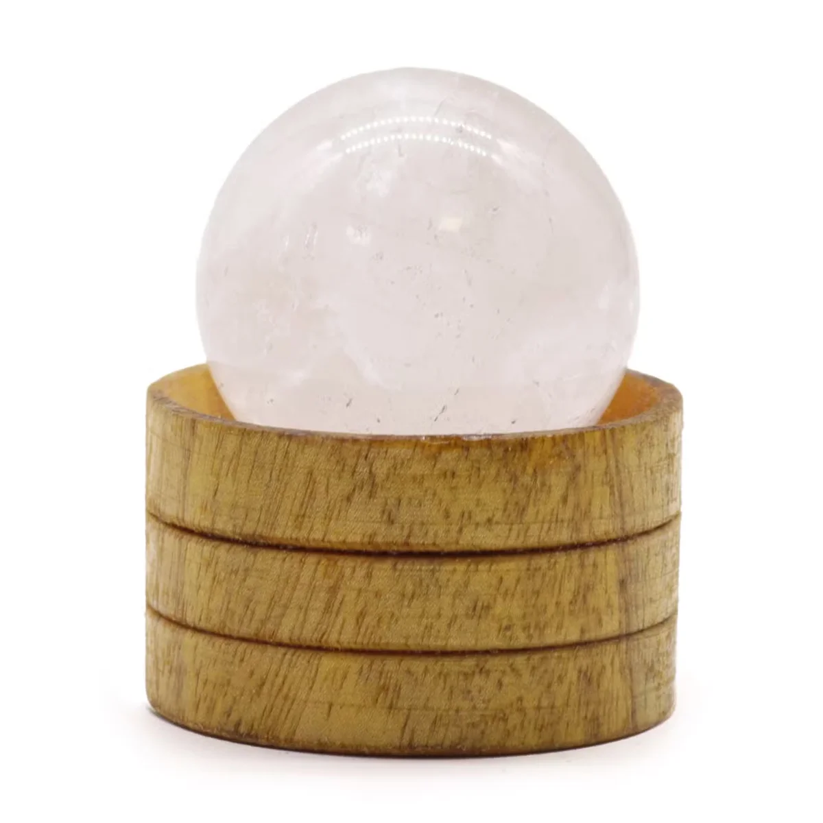 Clear quartz sphere 40mm on simple stand, a minimalist clear quartz decor piece