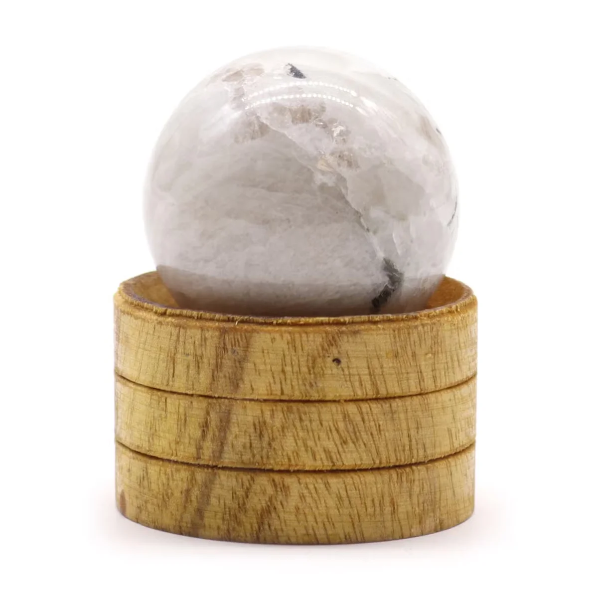 Decorative moonstone orb 40mm displayed on a simple stand.