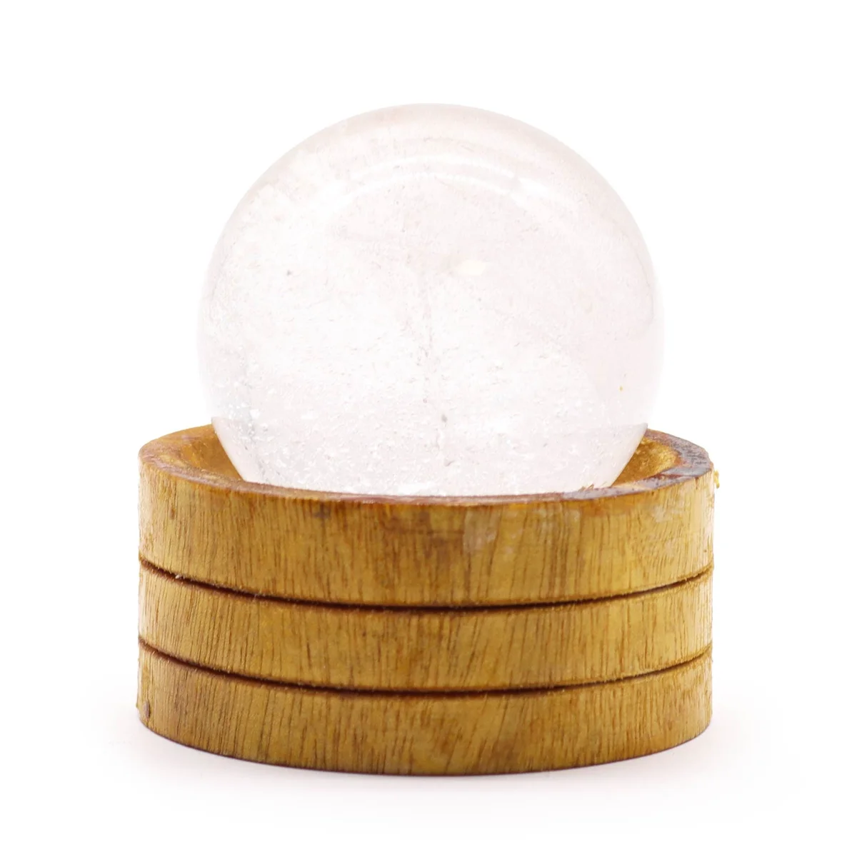 Clear quartz sphere on a stand, showcasing a 50mm crystal.