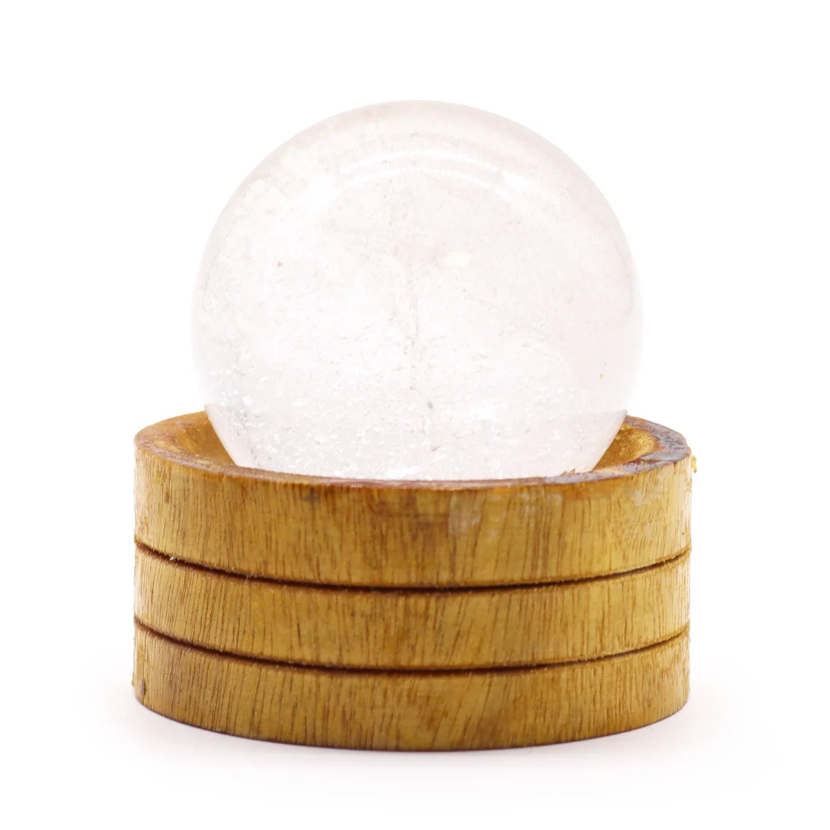 Clear quartz crystal ball (50mm) on a stand.