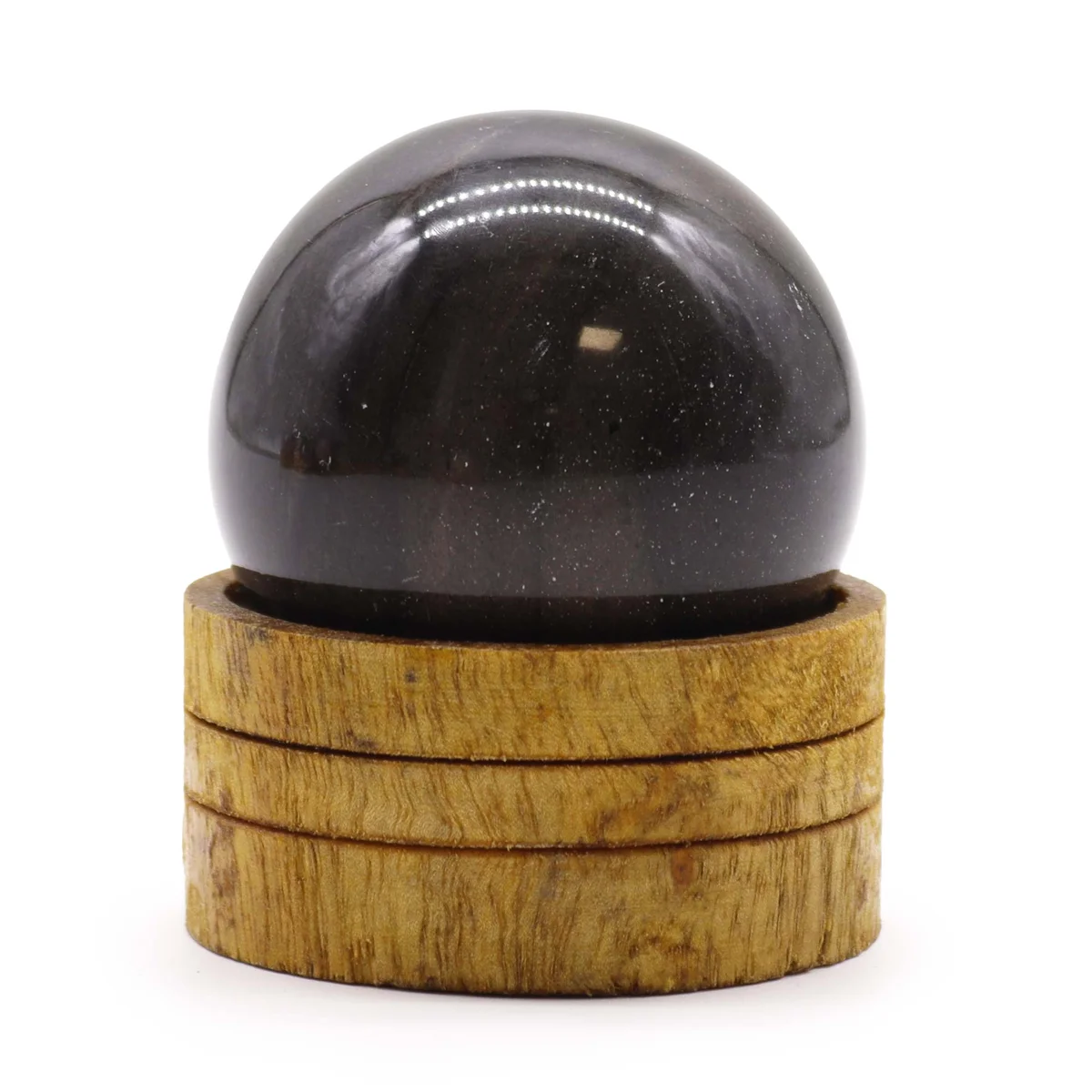 50mm gemstone sphere made of ocean agate displayed on a stand