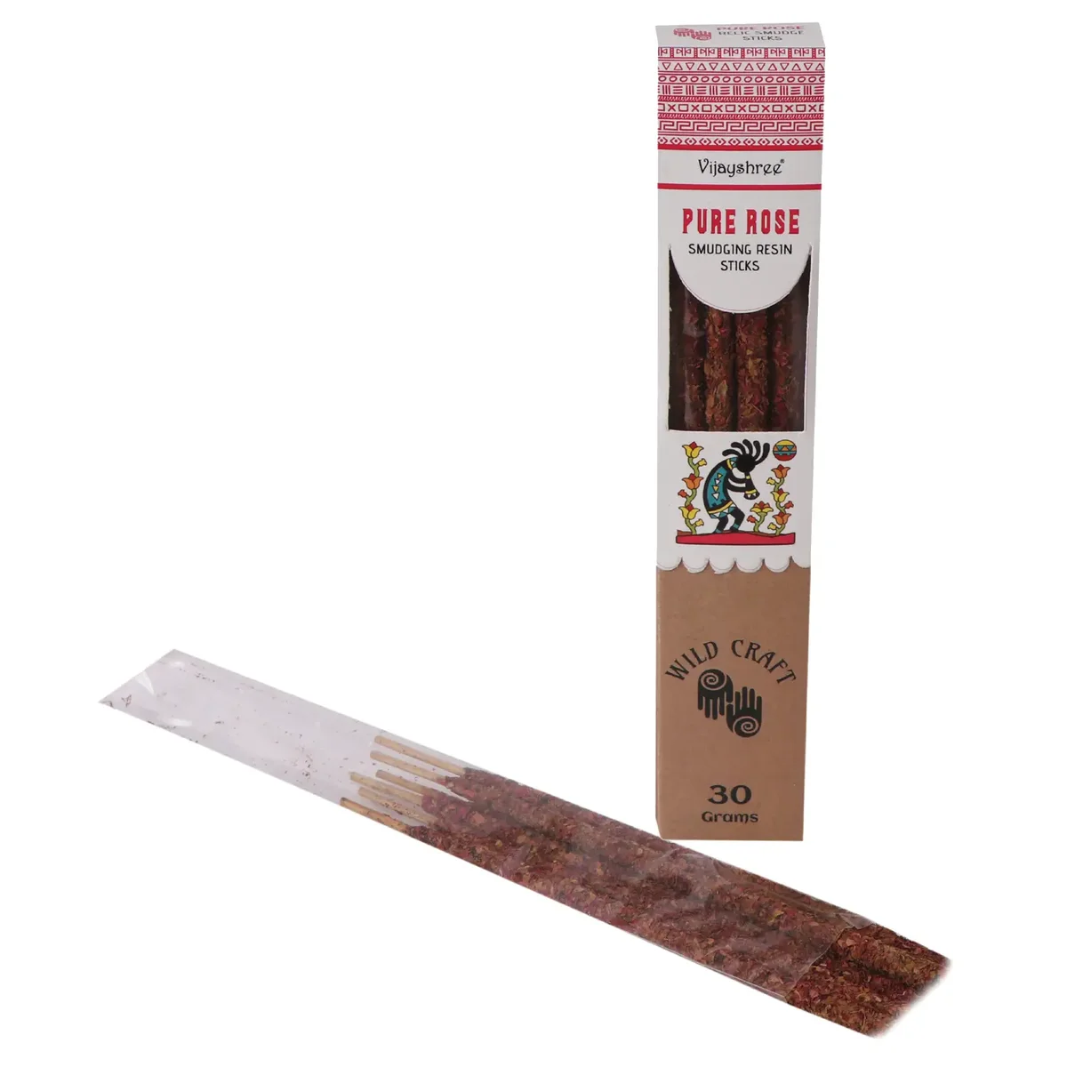 Golden smudging resin sticks with rose pattern, shown in a 30g pack.
