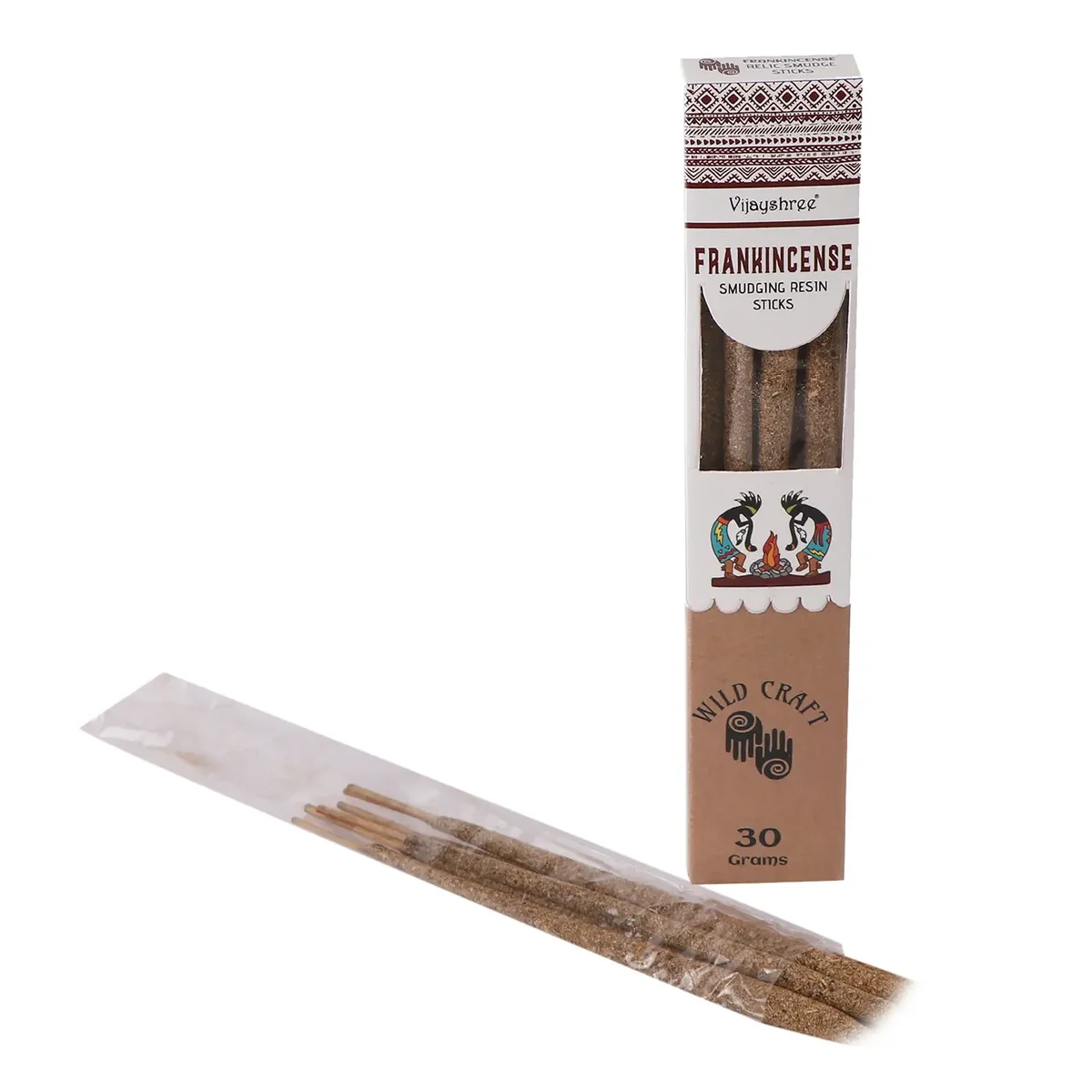 Bundle of golden frankincense sticks weighing 30g arranged on a white background for smudging purposes