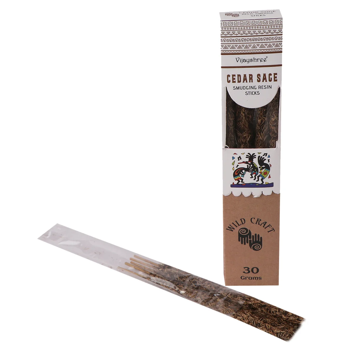Golden Cedar Sage smudging resin sticks bundle weighing 30g on a white background