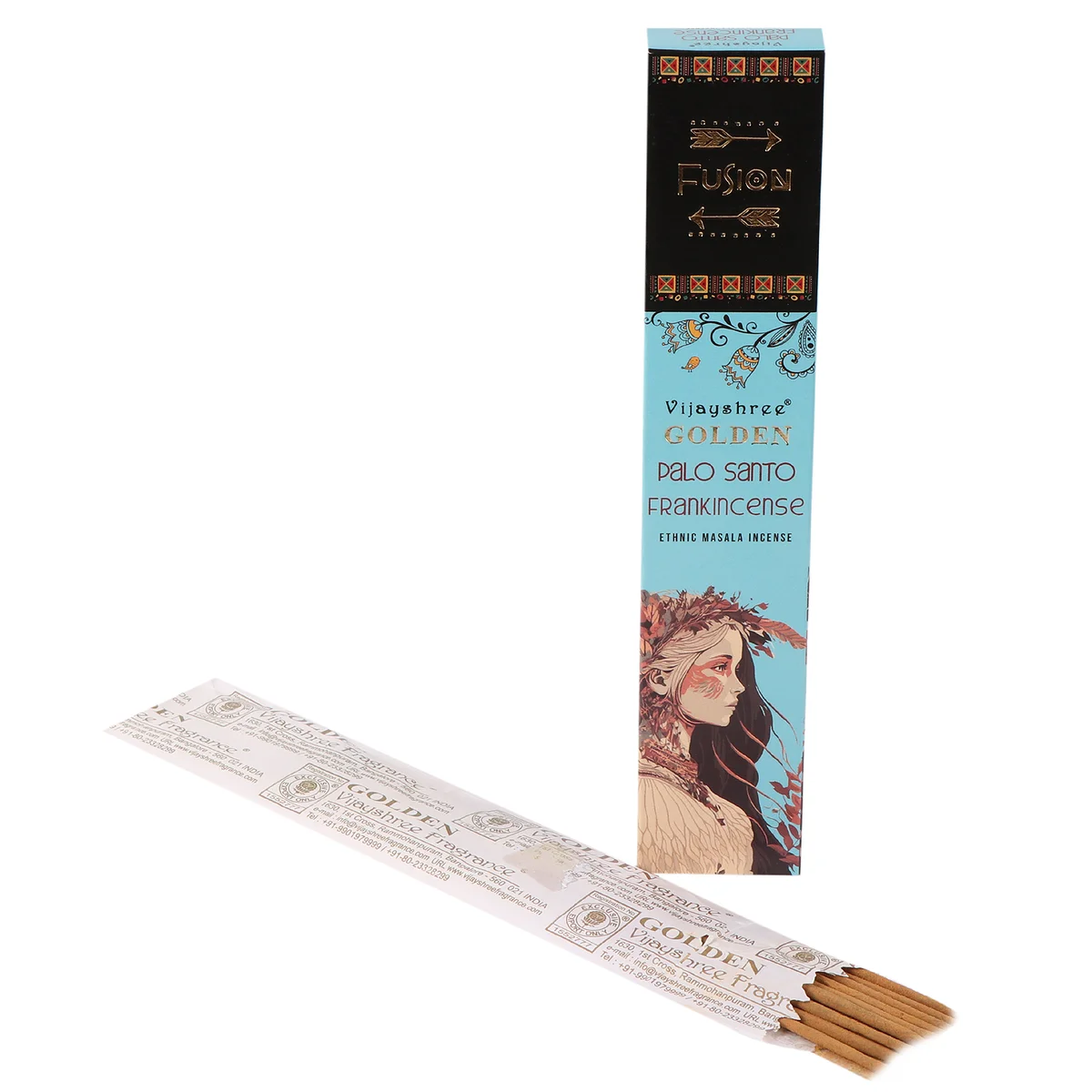 15g golden palo santo sticks with frankincense sticks beside them