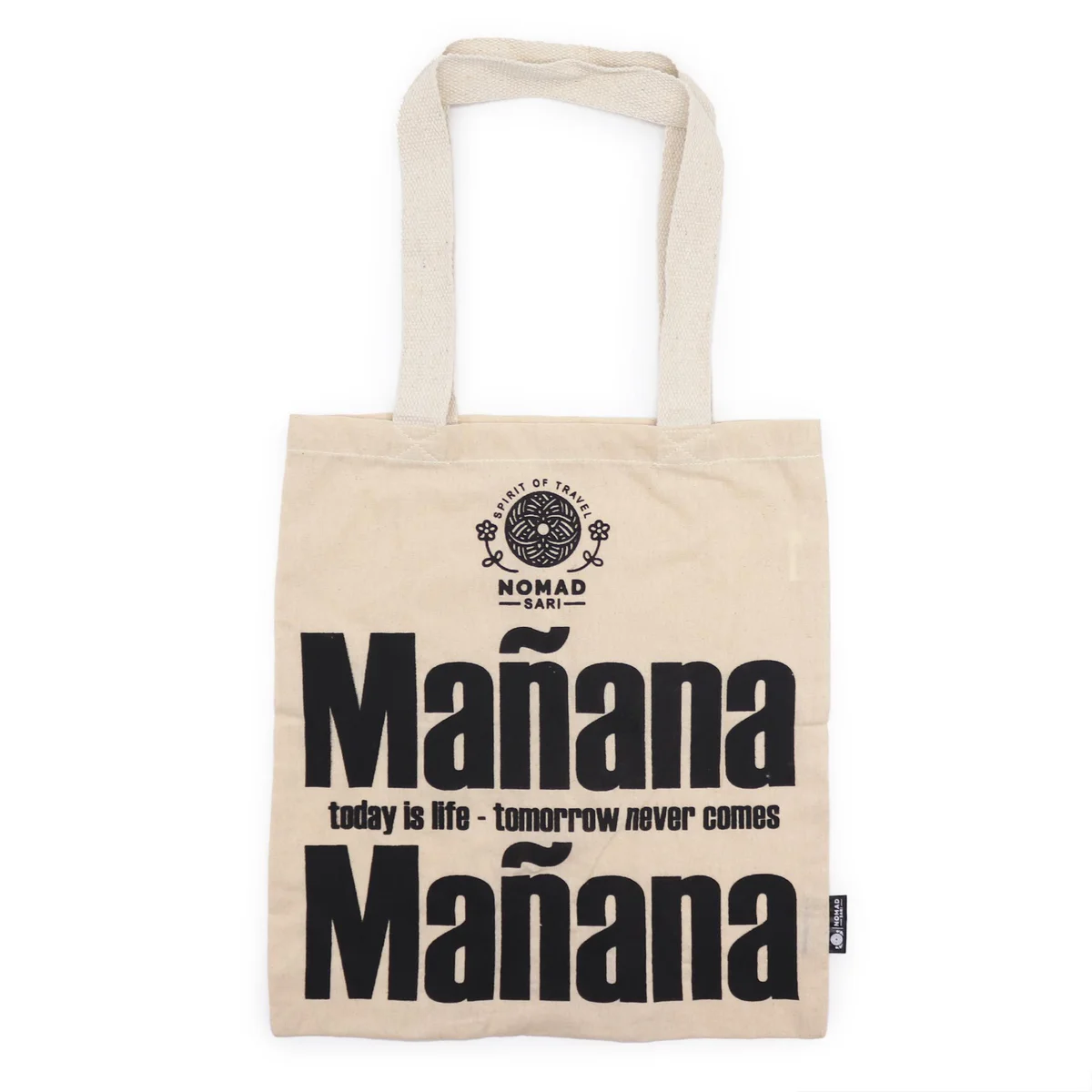 Natural 4oz basic tote bag from Mañana Mañana with simple, iconic design and sturdy handles