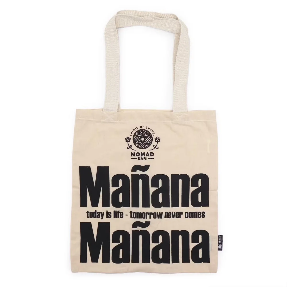 Natural 4oz Iconic Basic Tote Bag by Mañana Mañana shown flat, perfect everyday tote bag with sturdy handles