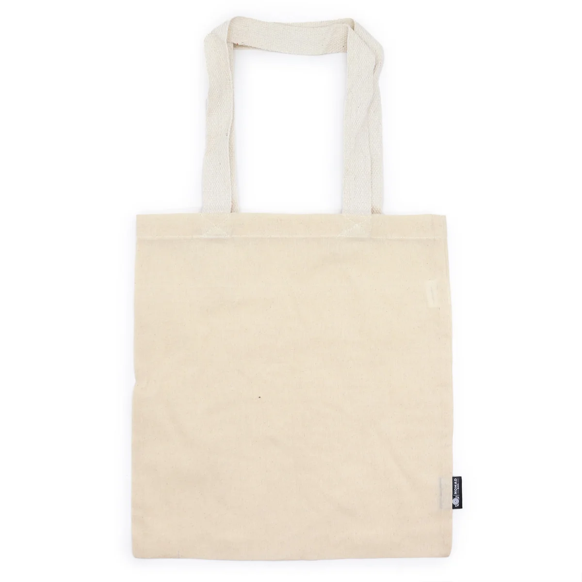 Natural 4oz unprinted tote bag with sturdy handles, plain design ideal for customization or everyday use