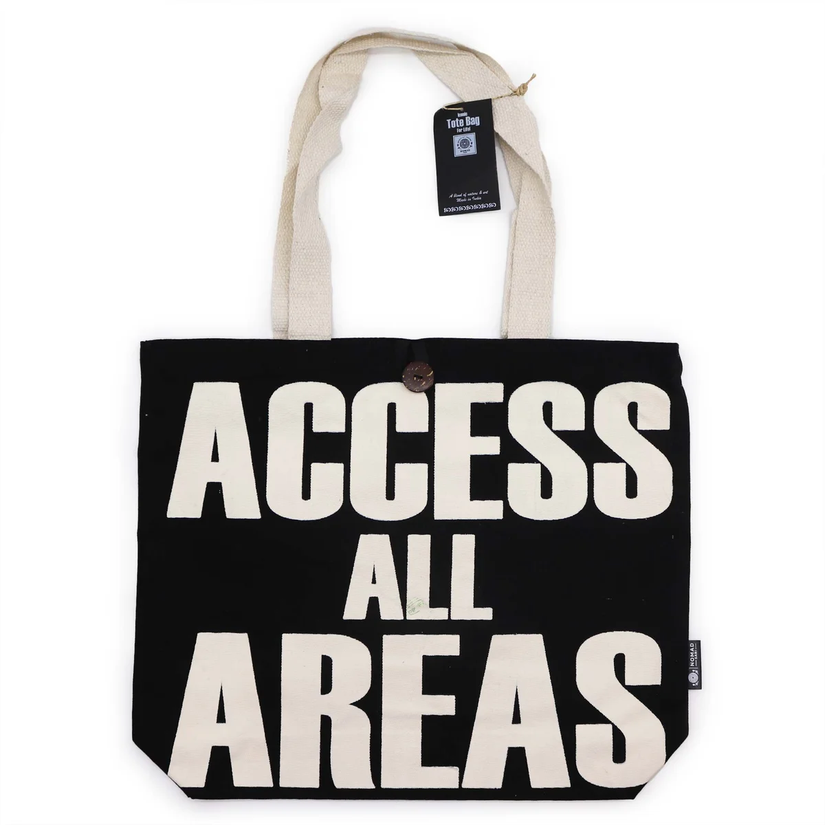 Iconic black classic tote bag, a natural 10oz tote with sturdy handles and open top.