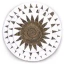Three cream seagrass bowls arranged as seagrass wall art on a wall.