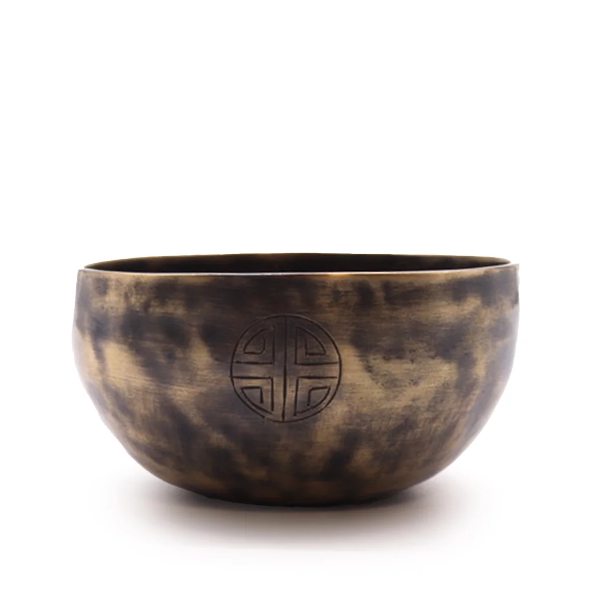 Small Indian moon phase bowl, 13cm diameter, matte metal finish with subtle crescent pattern, approx 550g