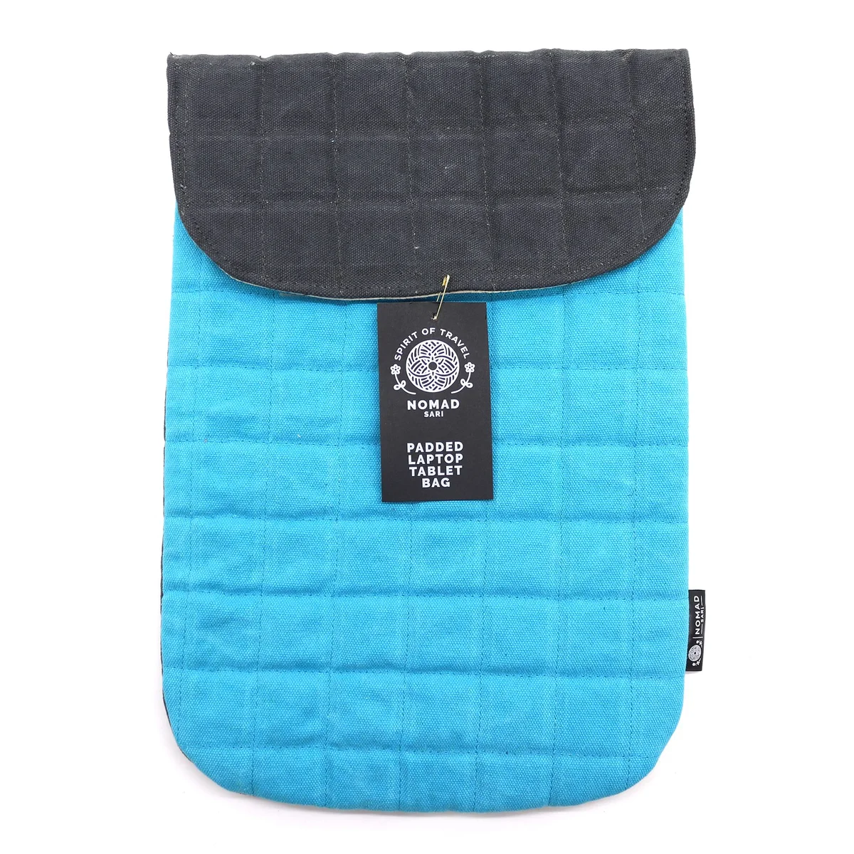 Terrific turquoise laptop padded pouch made from 14oz stonewash fabric, designed to protect laptops.