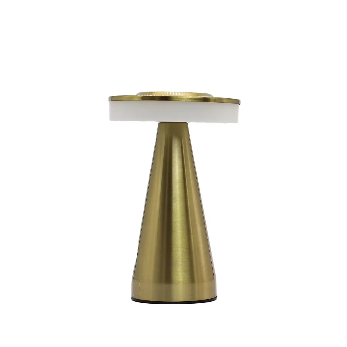 Tall stem copper touch lamp with USB C rechargeable lamp feature, sleek modern design on white background