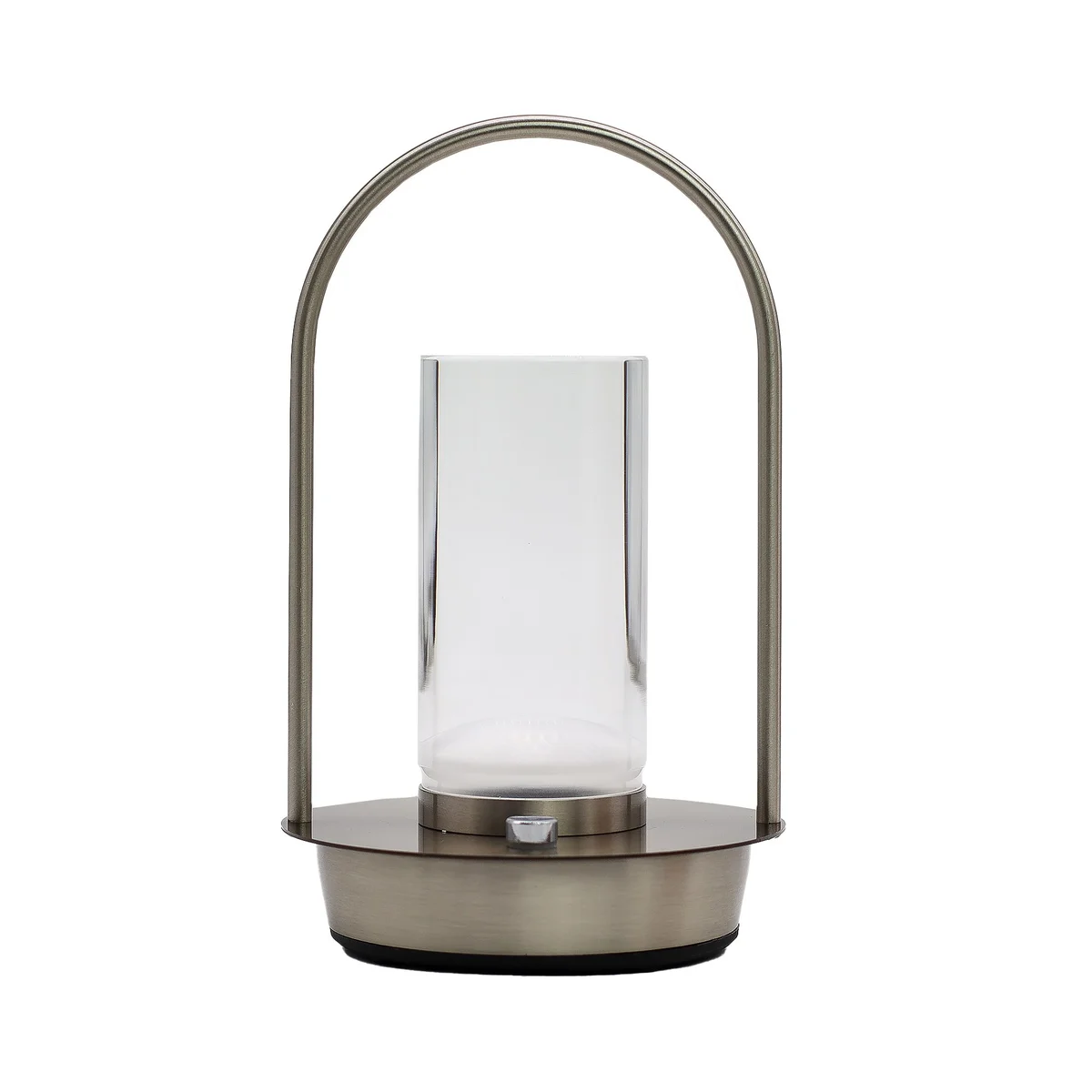 Touch lamp with crystal lantern top, USB‑C rechargeable, sleek design.