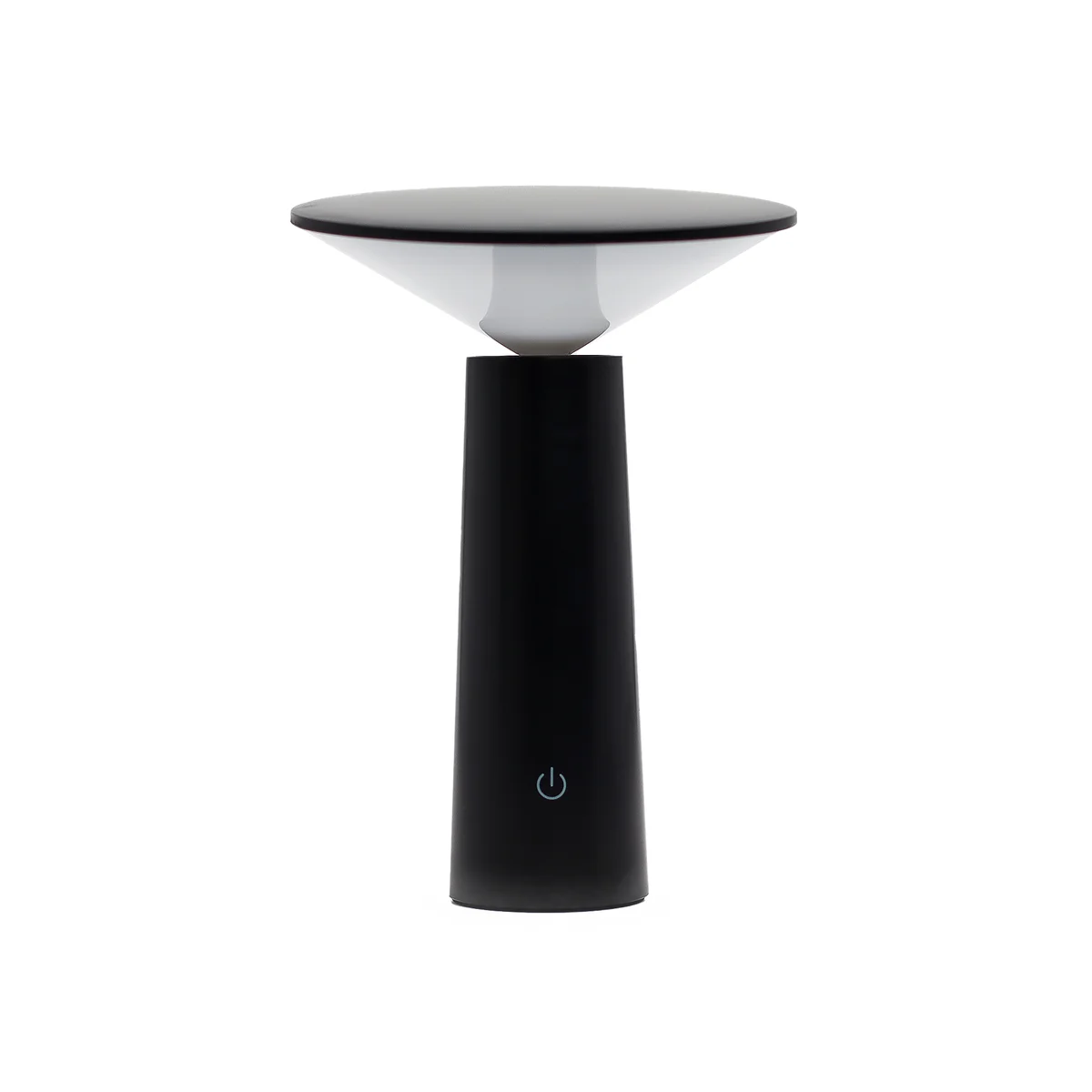 Black mushroom-shaped pattern light lamp with adjustable brightness and USB-C rechargeable touch control