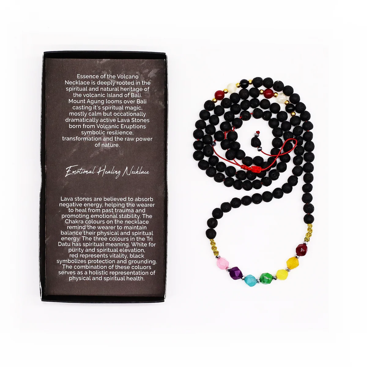 Close-up of Essence of the Volcano Necklace with healing jewellery design for emotional healing benefits