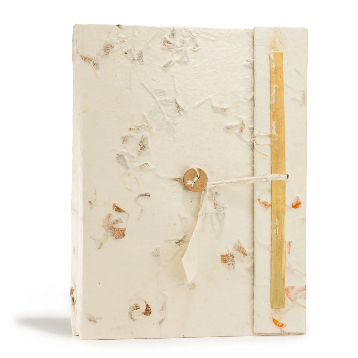 Large Lokta paper notebook with mixed flower design cover, 45 leaves, and a bookmark, size 21x15cm