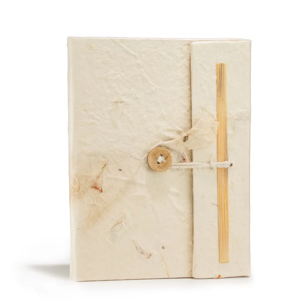 Medium Lokta 15x12cm notebook with mixed flower design on cover and 45 leaves inside, closed view