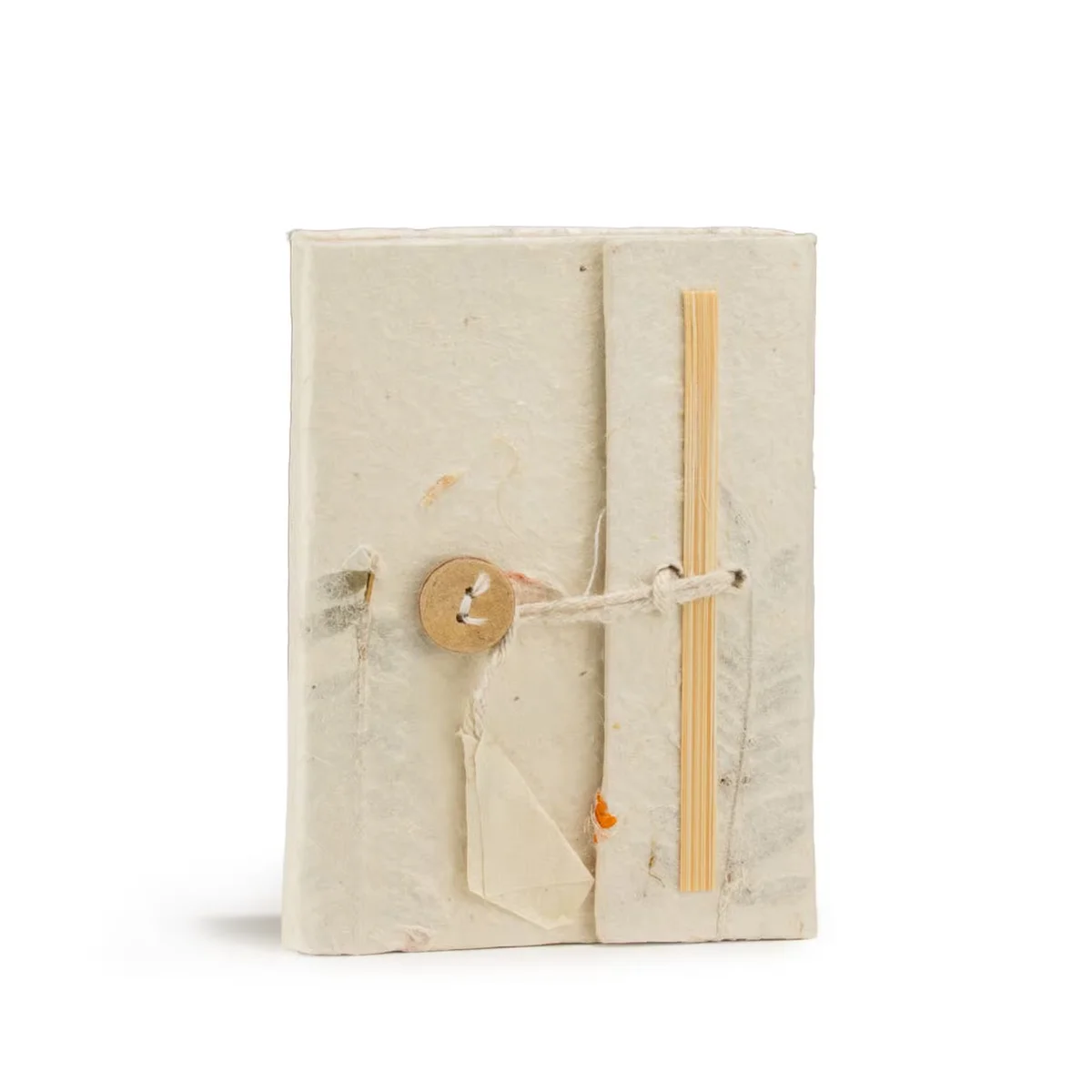 Mini Lokta notebook with mixed flower cover design, measuring 12x8cm, showing 40 leaf notebook pages inside