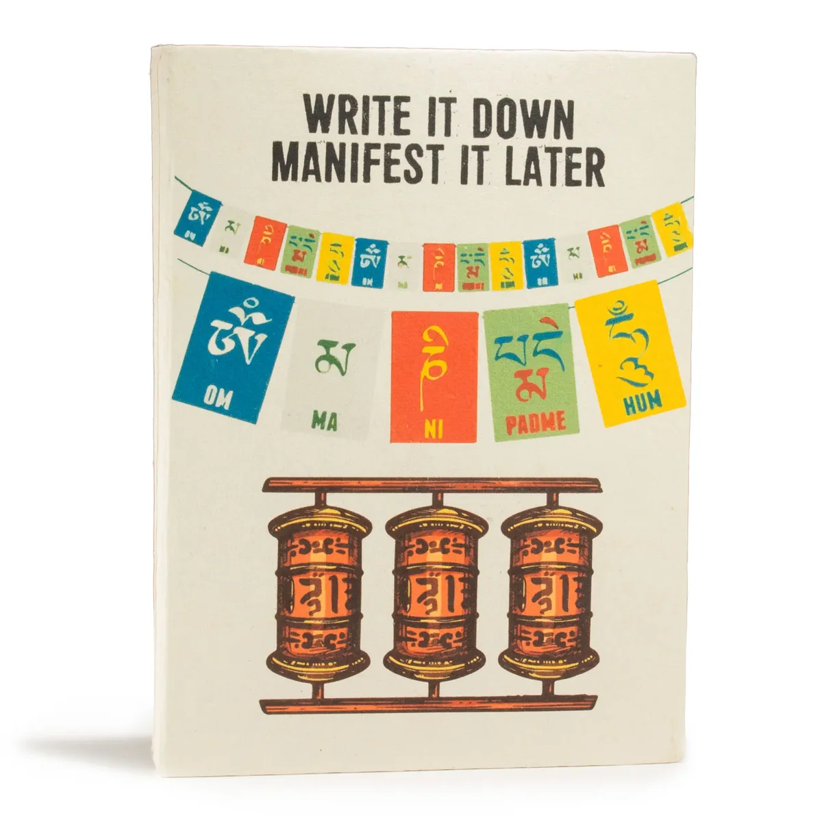 Large Lokta paper notebook with cream pages, 45 leaves, and a ribbon bookmark on a white background