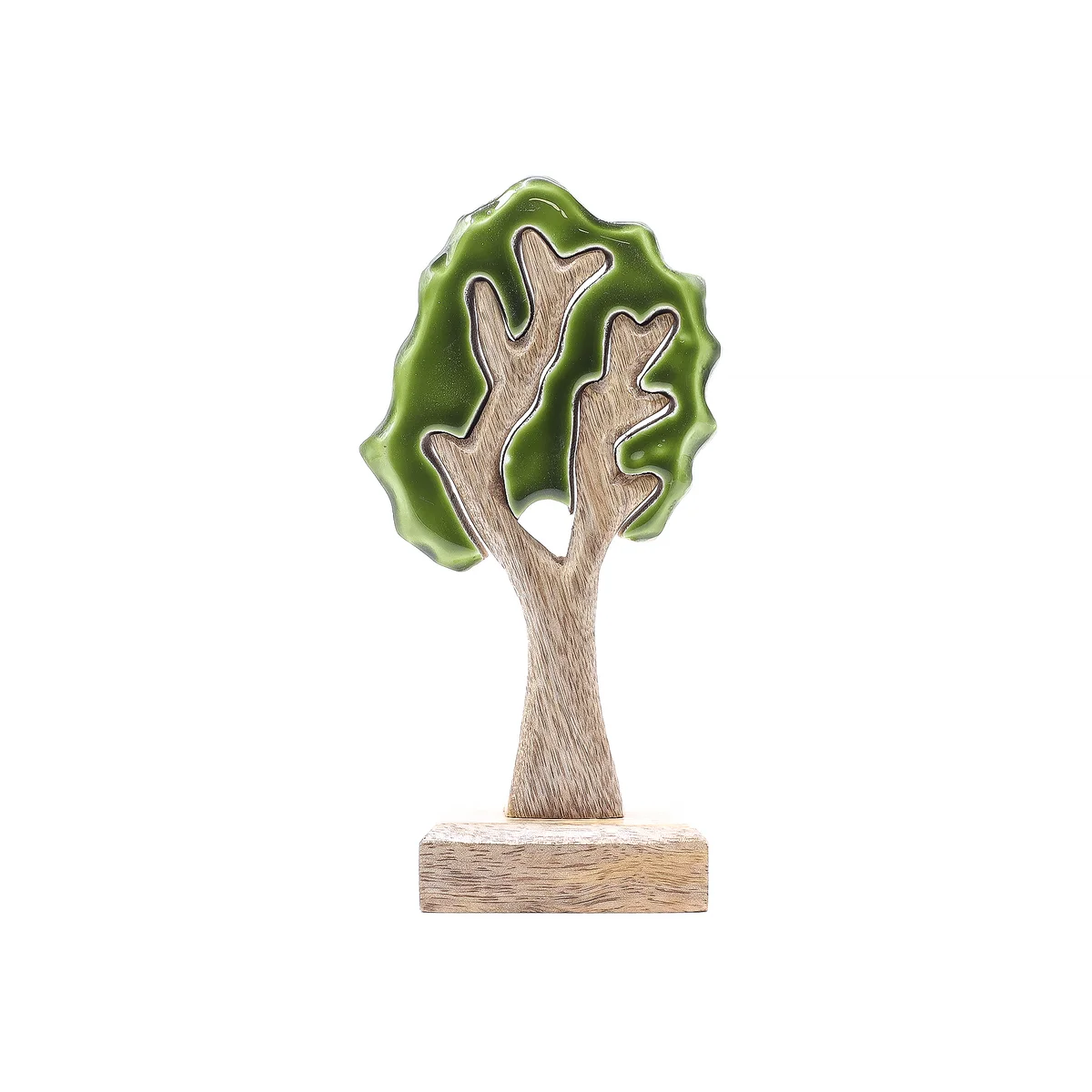 3D forest decoration showing a single wooden tree sculpture with layered design, measuring 20x10cm on a white background
