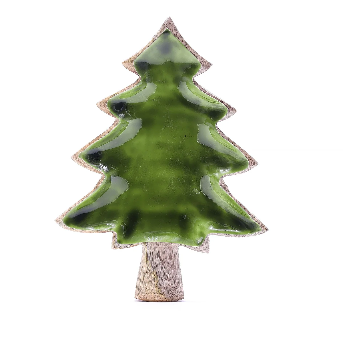 Wooden tree bowl with enamel design, measuring 25x19cm, named Lost in the Forrest