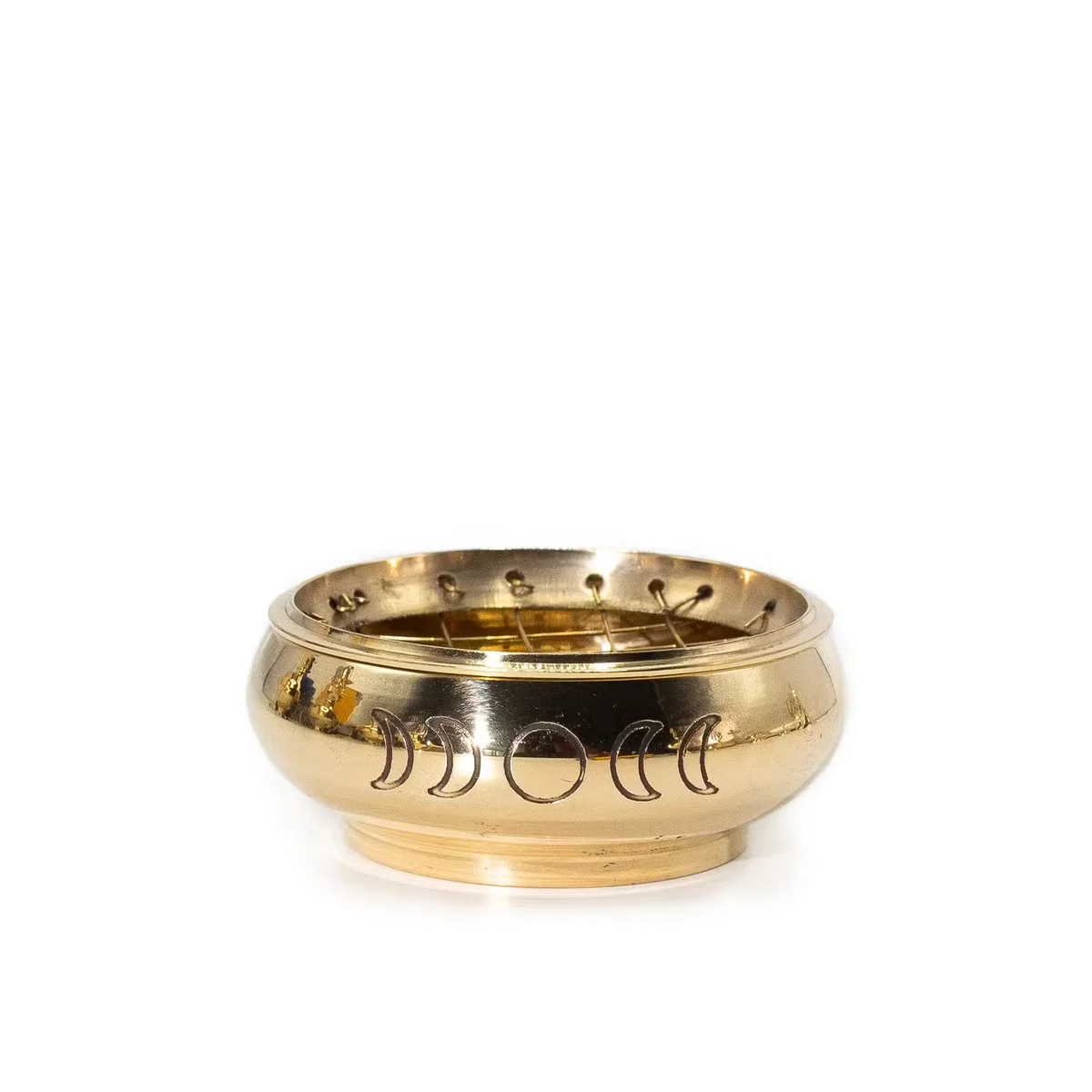 Large charcoal decorative incense jar featuring moon phases design on its surface against a white background