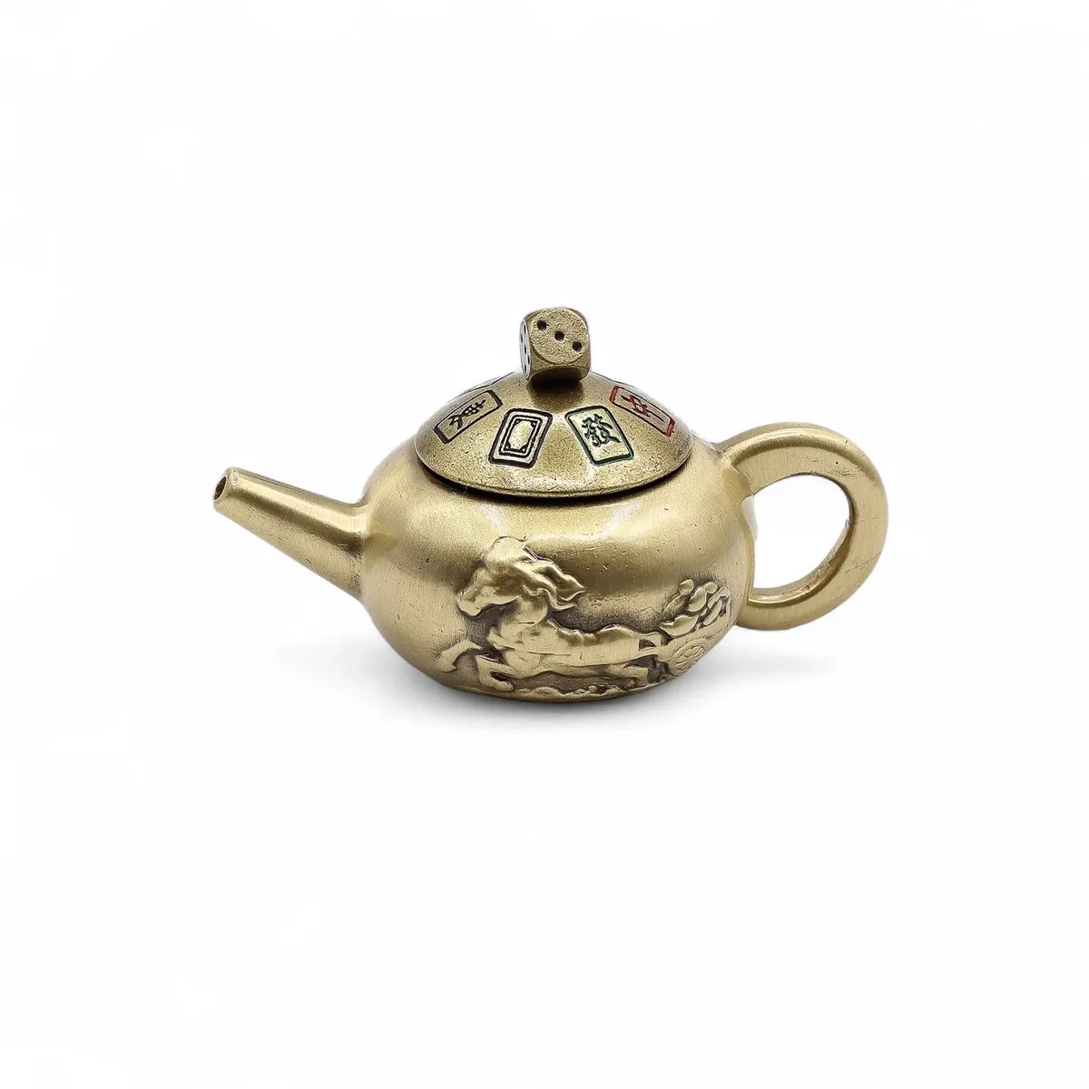 Feng shui teapot with a dice spin feature, designed for luck and fortune in home decor