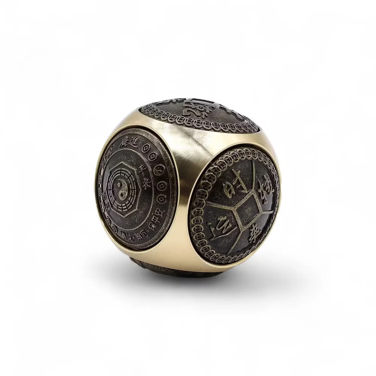 Large rounded wealth dice with Chinese characters, designed as feng shui decor for attracting fortune and prosperity