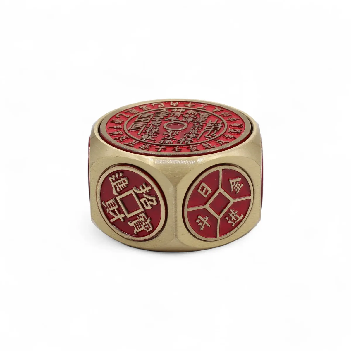 Red Feng Shui calendar with coin dice used as an auspicious date selector for planning important events