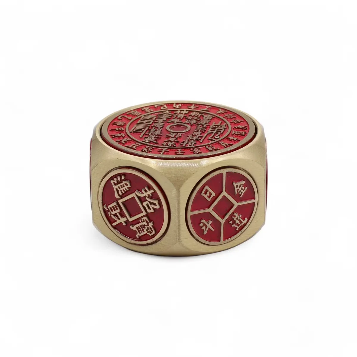 Red fortune calendar with coin dice used for selecting auspicious dates in Feng Shui practice
