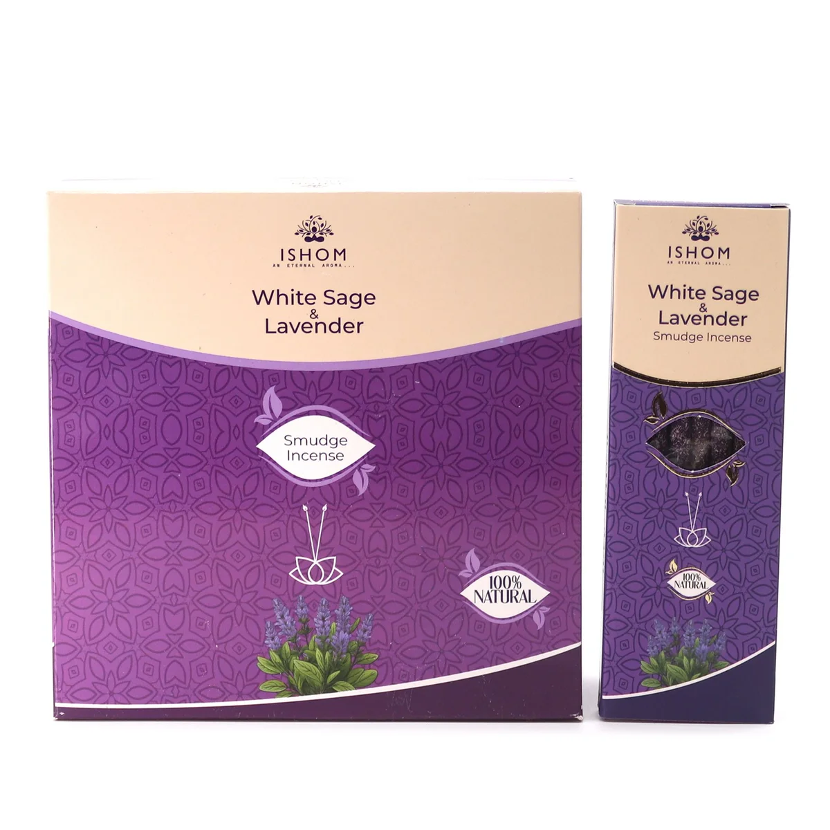 Ishom Smudge white sage incense sticks with lavender