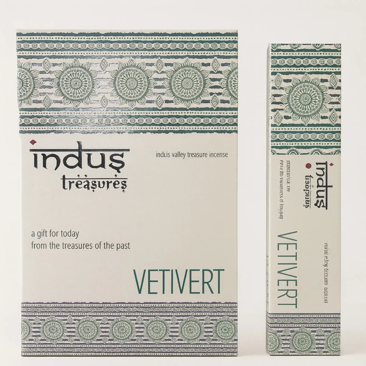 Bottle of 15g vetivert oil in clear glass, labelled Indus Treasures