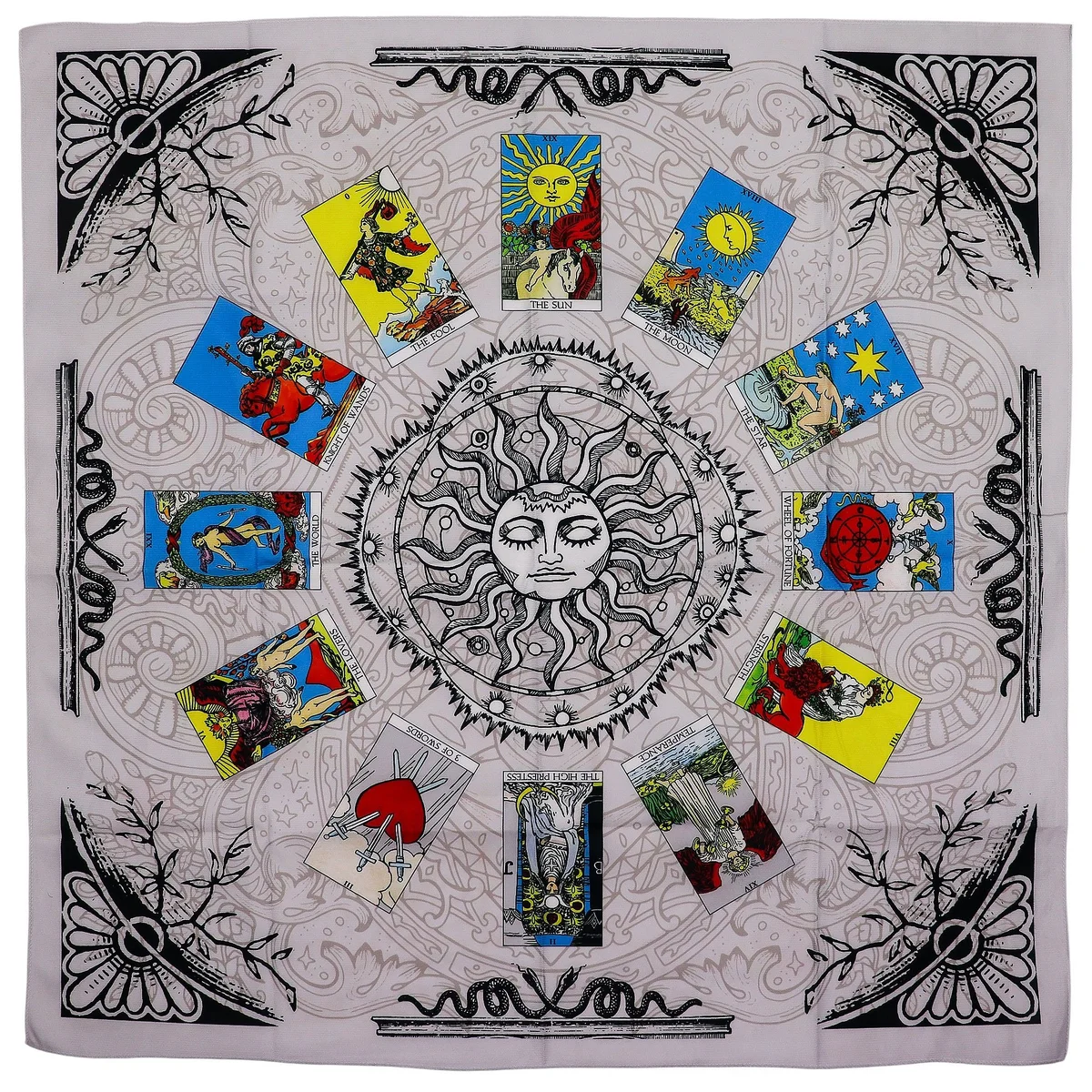 Tarot reading cloth featuring a detailed Tree of Life design for tarot card layouts and readings