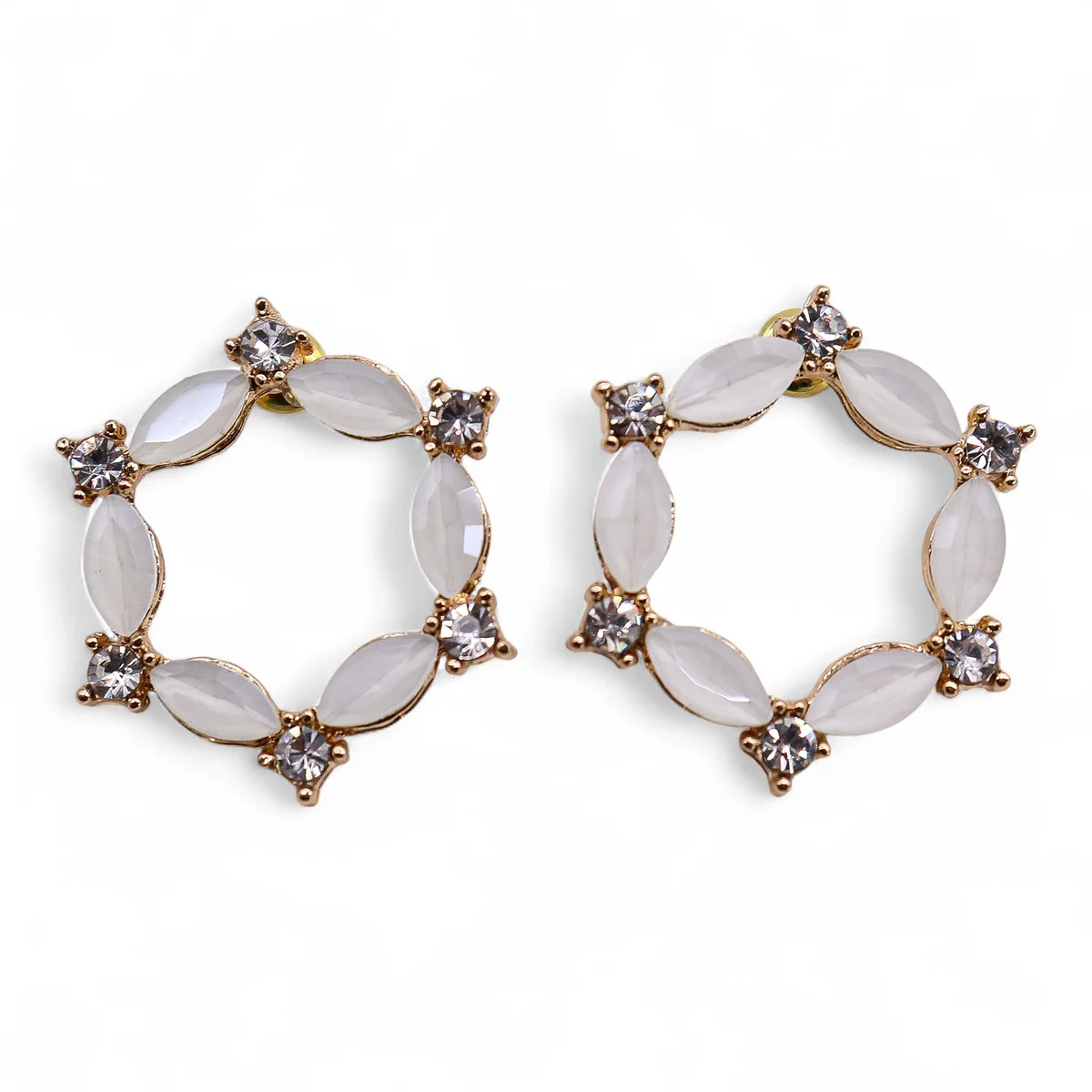 Close-up of Pearl vintage glass loop earrings showcasing vintage style earrings design and delicate craftsmanship