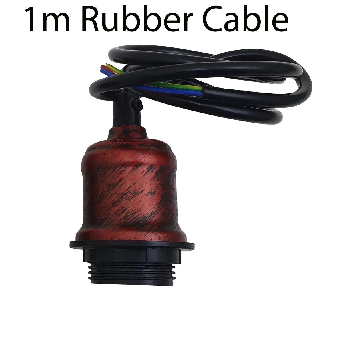 Vintage metal hanging light with 95cm adjustable round cable and single E27 bulb holder, ceiling mounted fixture