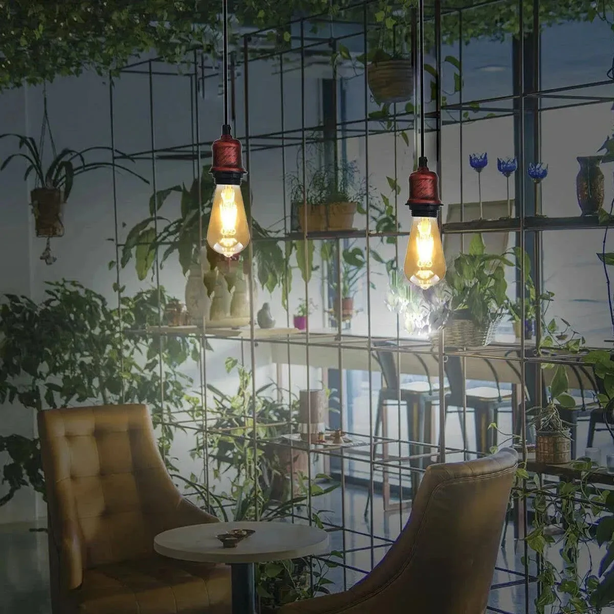 Vintage metal 95cm hanging ceiling E27 bulb pendant with adjustable round PVC cable and single-head fixture in black finish